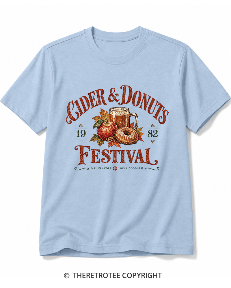 TheRetroTee 1982 Vintage Cider & Donuts Graphic Cotton T-Shirt