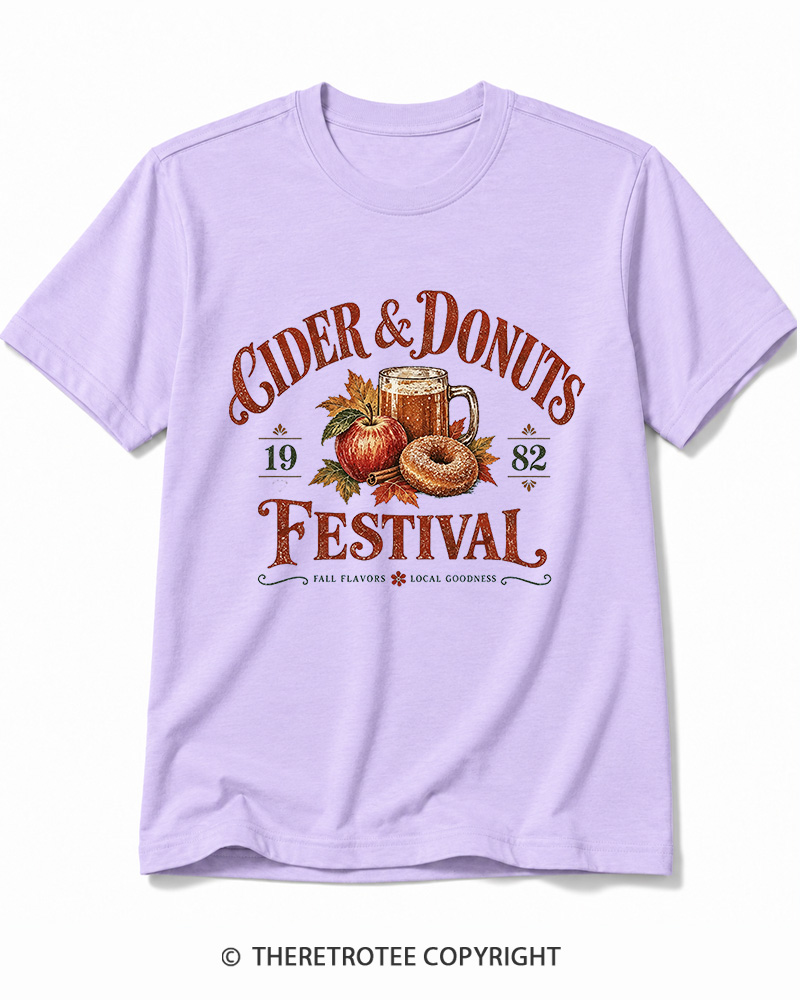 TheRetroTee 1982 Vintage Cider & Donuts Graphic Cotton T-Shirt