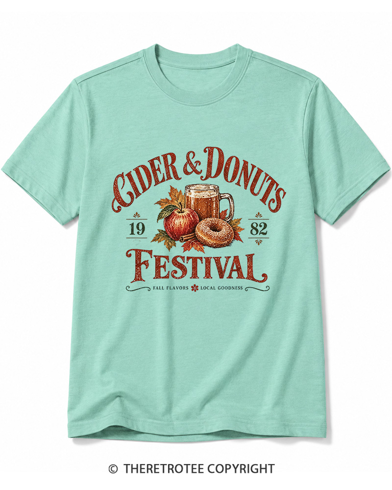 TheRetroTee 1982 Vintage Cider & Donuts Graphic Cotton T-Shirt