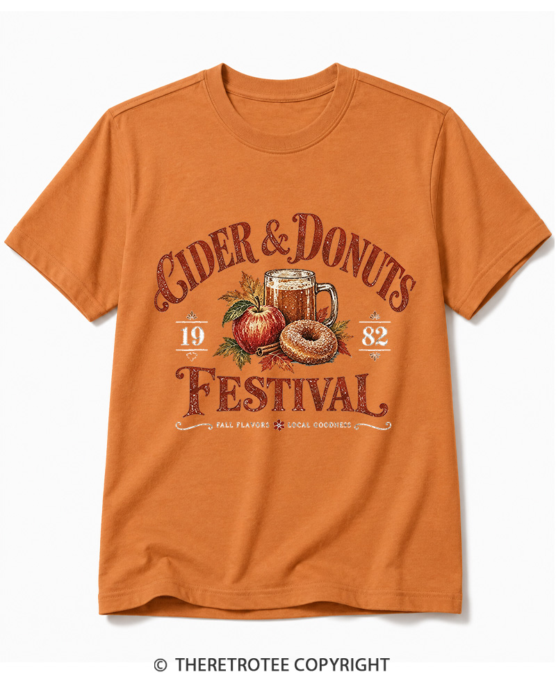 TheRetroTee 1982 Vintage Cider & Donuts Graphic Cotton T-Shirt