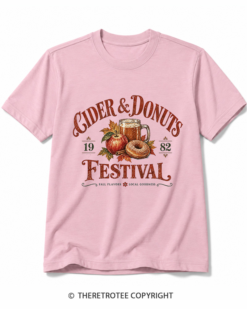 TheRetroTee 1982 Vintage Cider & Donuts Graphic Cotton T-Shirt