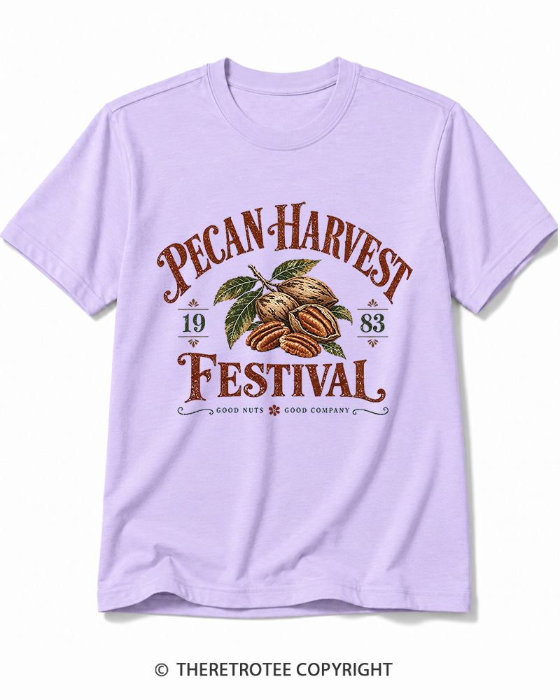 TheRetroTee 1983 Vintage Pecan Harvest Graphic Cotton T-Shirt