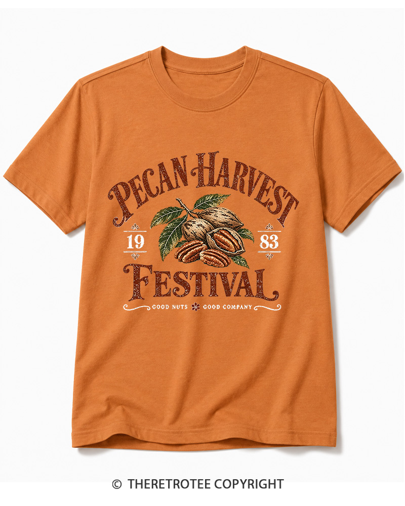 TheRetroTee 1983 Vintage Pecan Harvest Graphic Cotton T-Shirt
