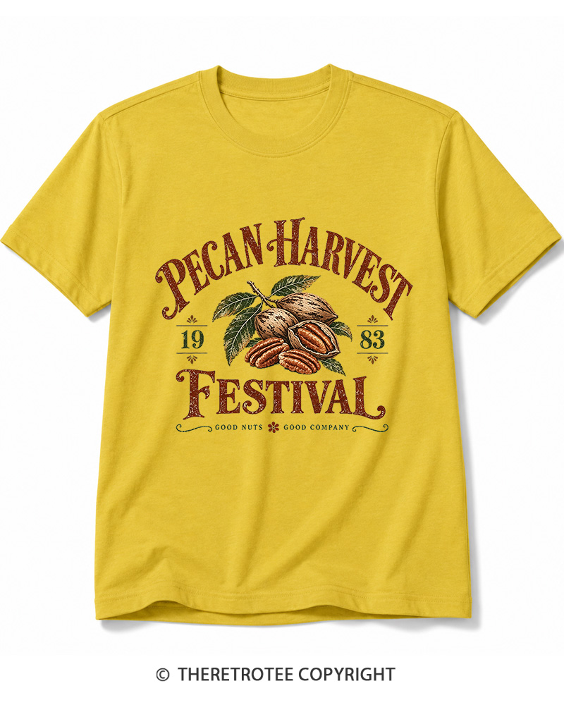 TheRetroTee 1983 Vintage Pecan Harvest Graphic Cotton T-Shirt