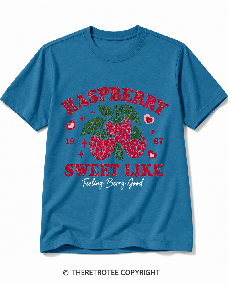 TheRetroTee 1987 American Vintage Raspberry Graphic Cotton T-Shirt