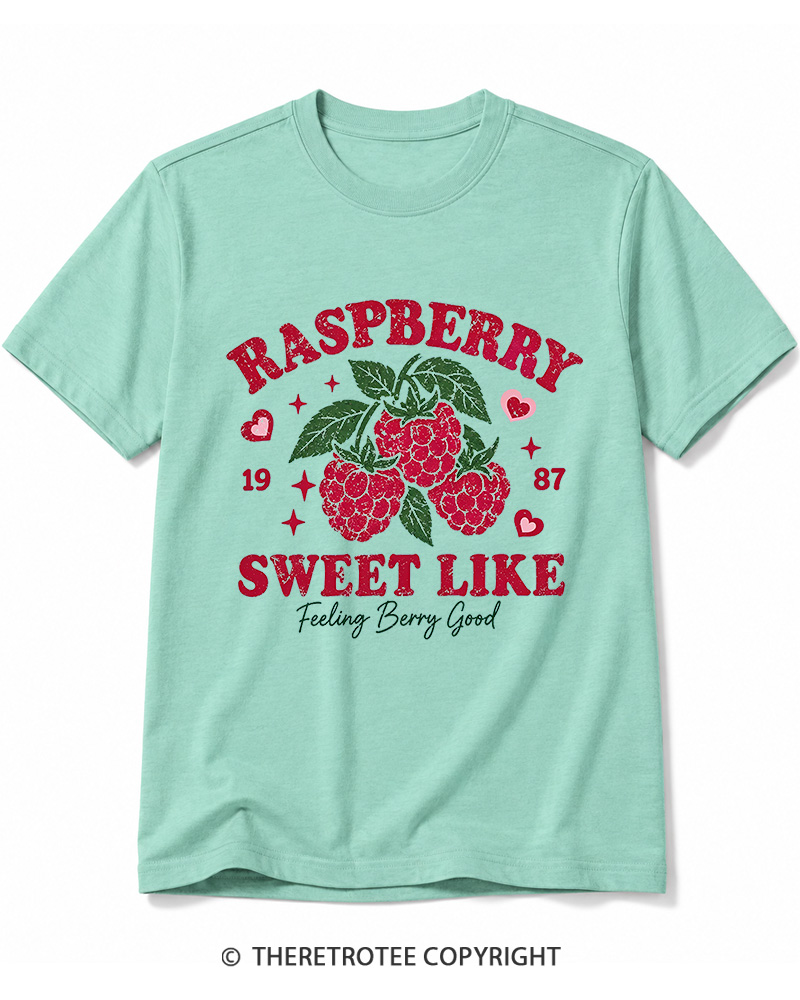 TheRetroTee 1987 American Vintage Raspberry Graphic Cotton T-Shirt
