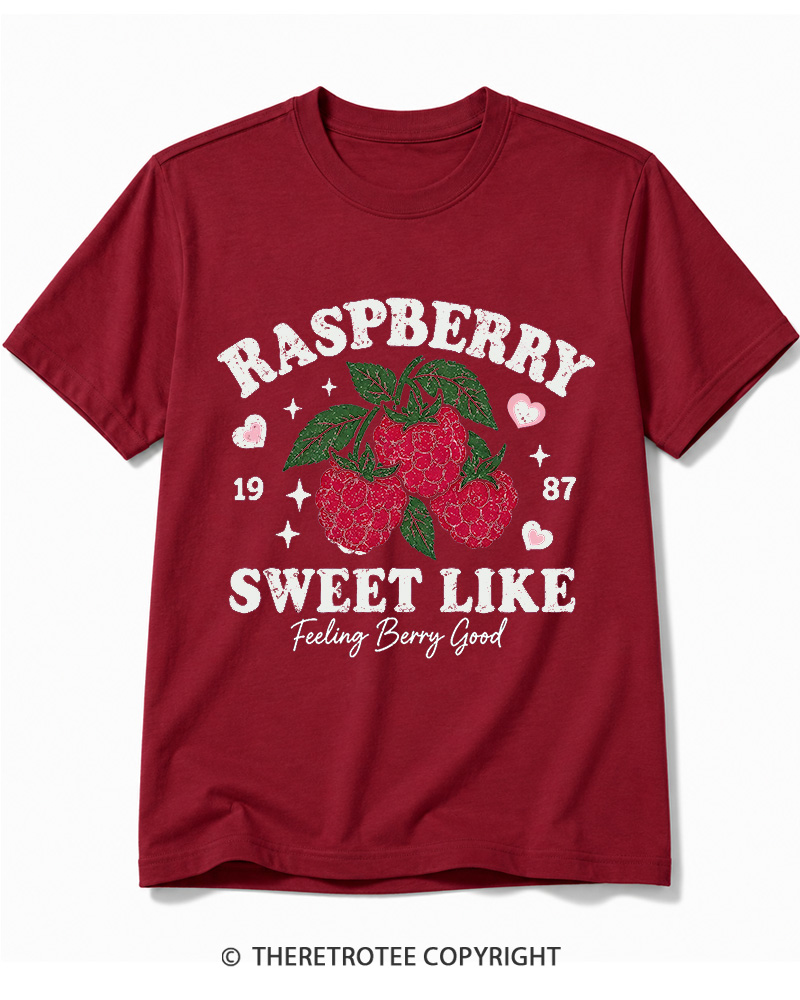 TheRetroTee 1987 American Vintage Raspberry Graphic Cotton T-Shirt