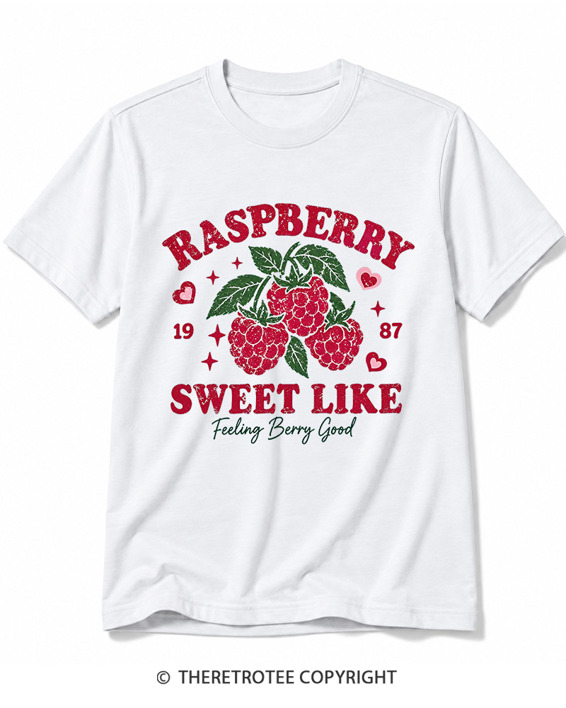 TheRetroTee 1987 American Vintage Raspberry Graphic Cotton T-Shirt