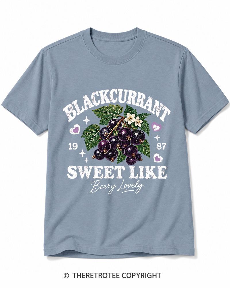 TheRetroTee 1987 British Vintage Blackcurrant Graphic Cotton T-Shirt