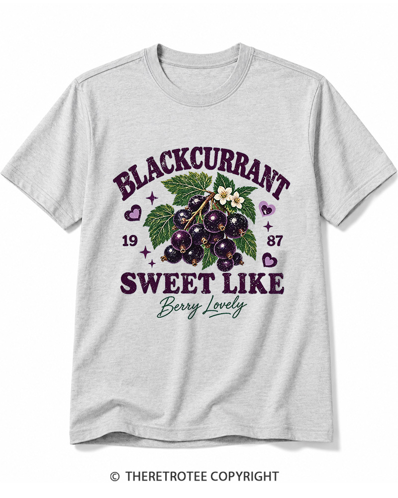 TheRetroTee 1987 British Vintage Blackcurrant Graphic Cotton T-Shirt