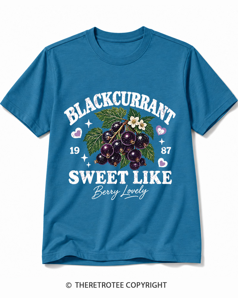 TheRetroTee 1987 British Vintage Blackcurrant Graphic Cotton T-Shirt