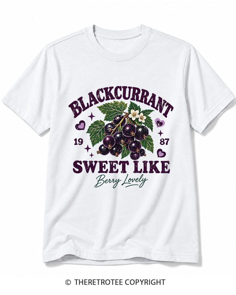 TheRetroTee 1987 British Vintage Blackcurrant Graphic Cotton T-Shirt