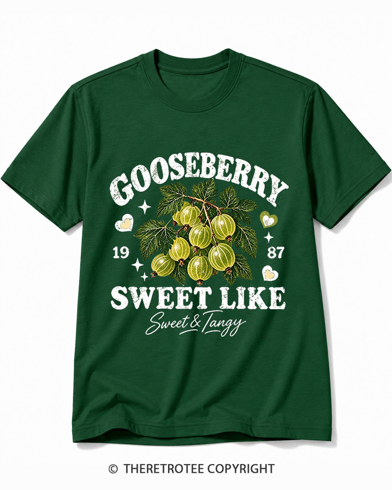 TheRetroTee 1987 British Vintage Gooseberry Graphic Cotton T-Shirt