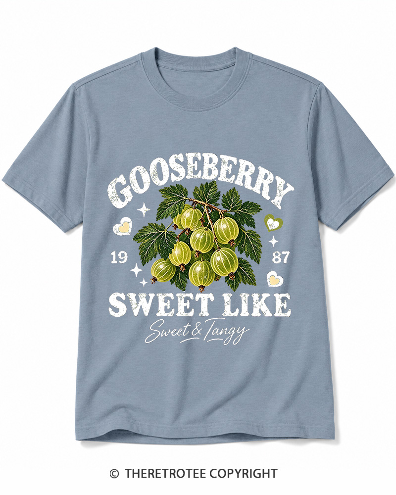 TheRetroTee 1987 British Vintage Gooseberry Graphic Cotton T-Shirt
