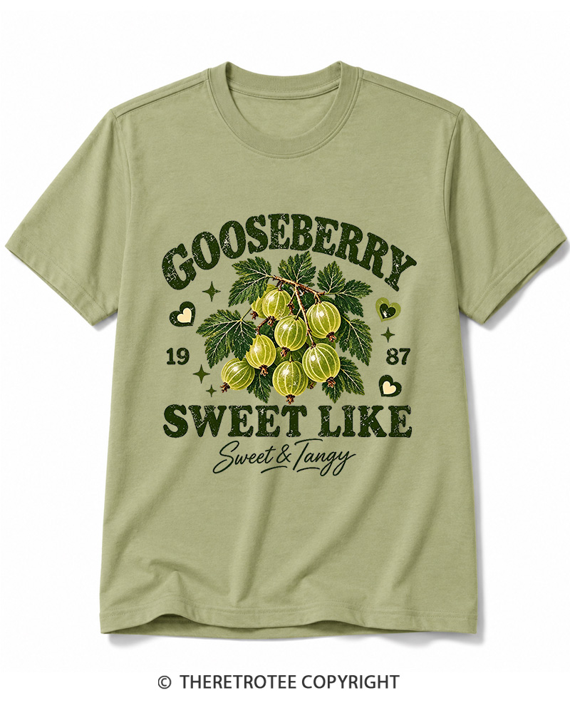 TheRetroTee 1987 British Vintage Gooseberry Graphic Cotton T-Shirt