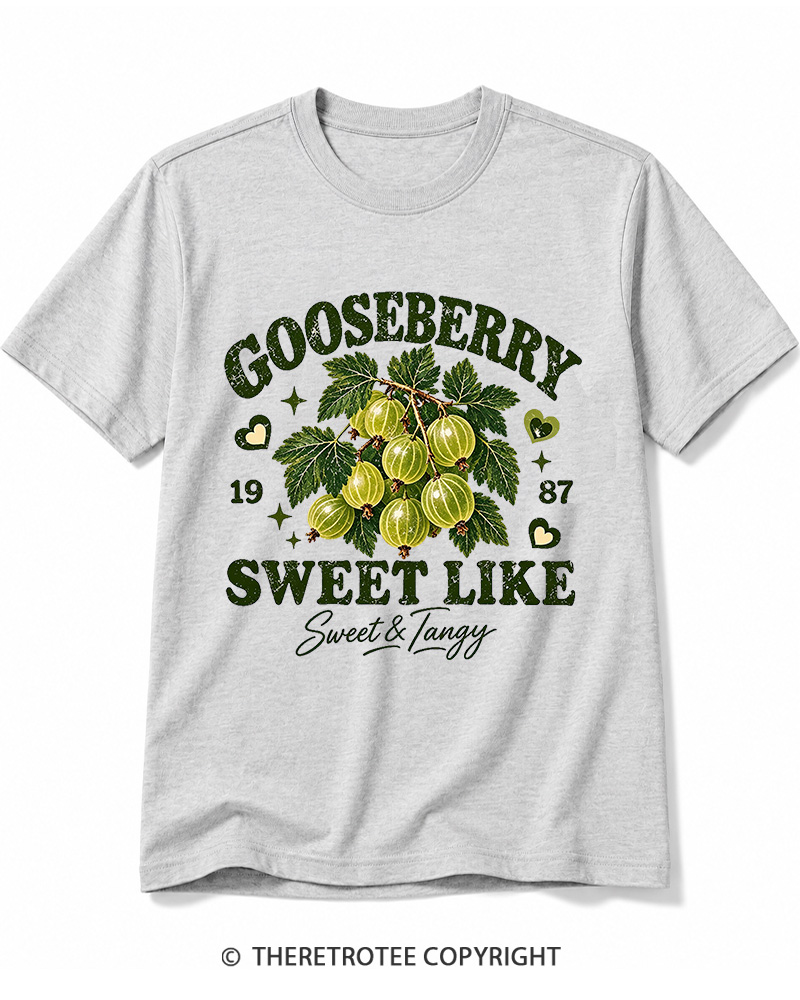 TheRetroTee 1987 British Vintage Gooseberry Graphic Cotton T-Shirt