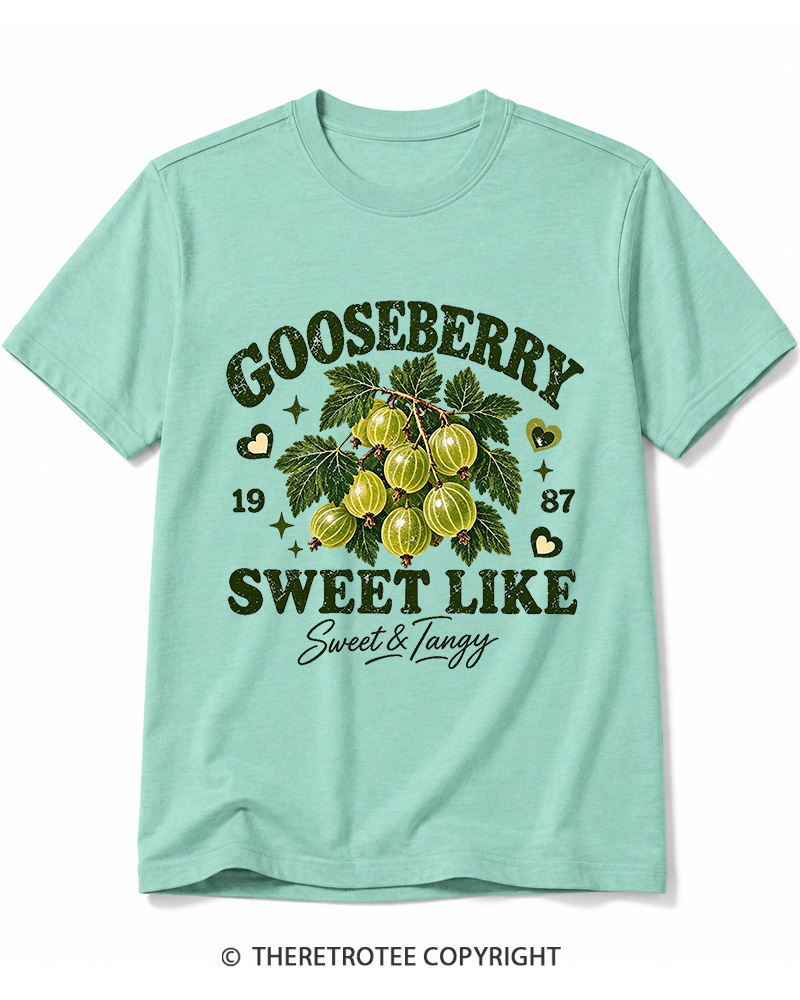 TheRetroTee 1987 British Vintage Gooseberry Graphic Cotton T-Shirt