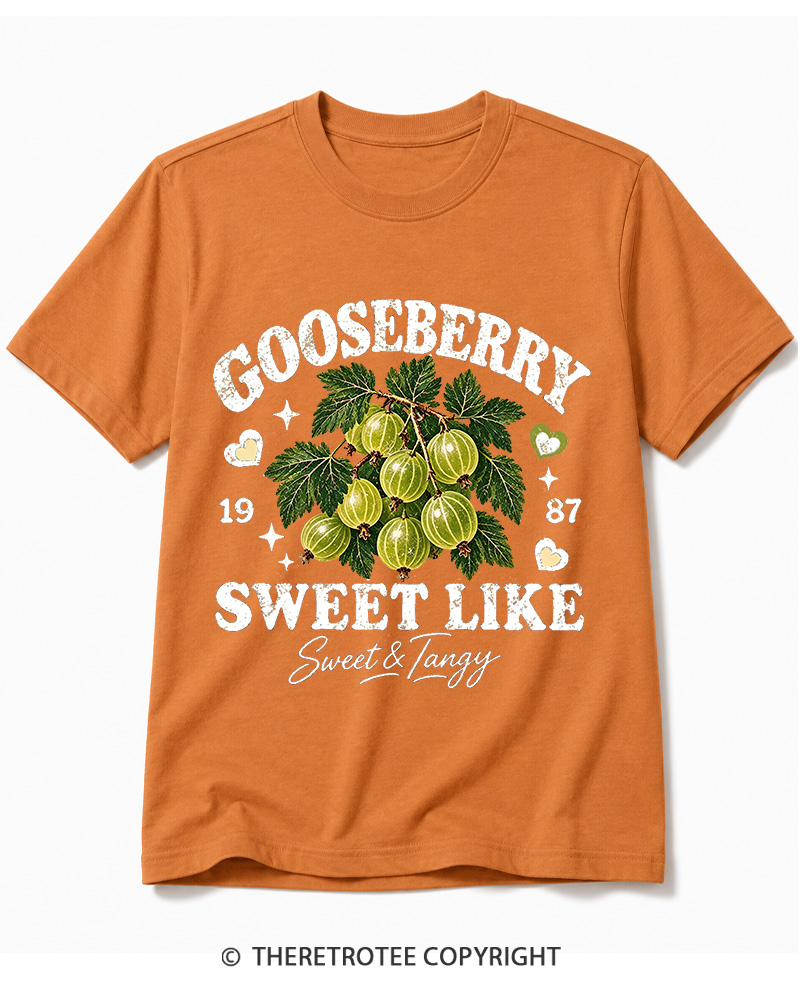 TheRetroTee 1987 British Vintage Gooseberry Graphic Cotton T-Shirt