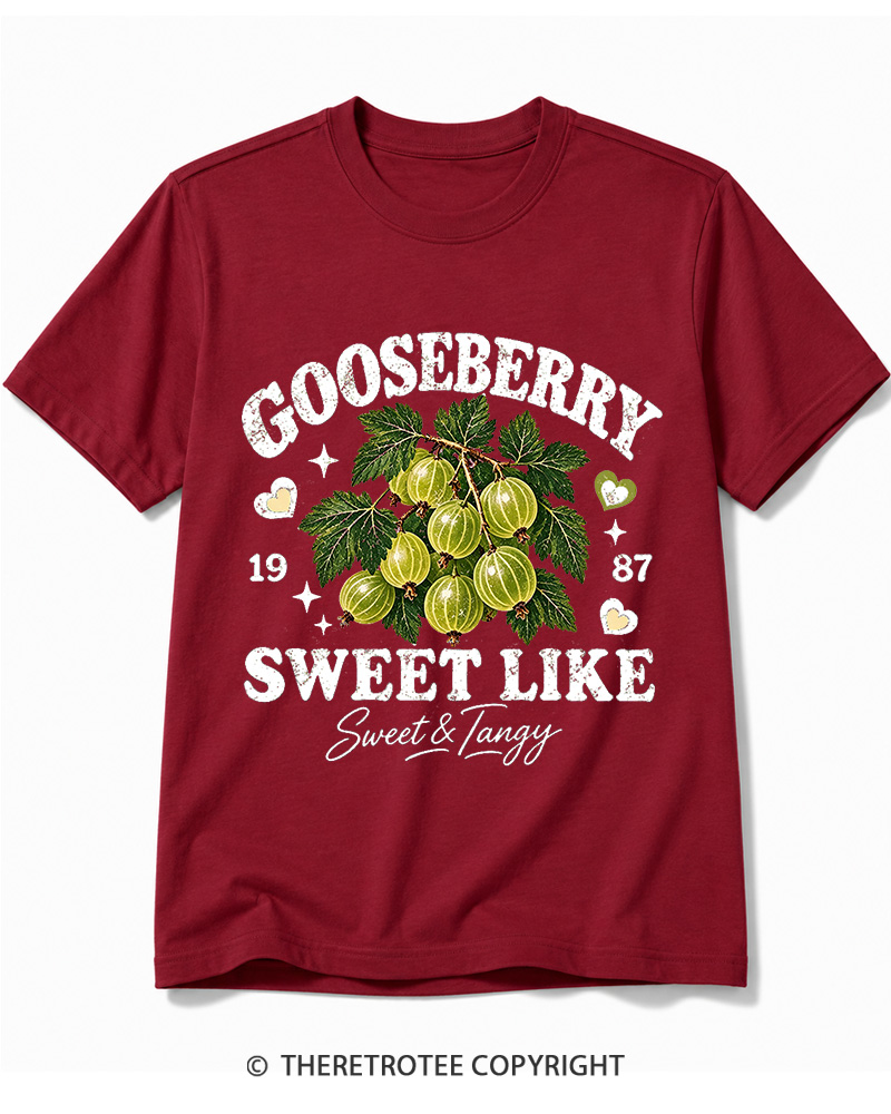 TheRetroTee 1987 British Vintage Gooseberry Graphic Cotton T-Shirt