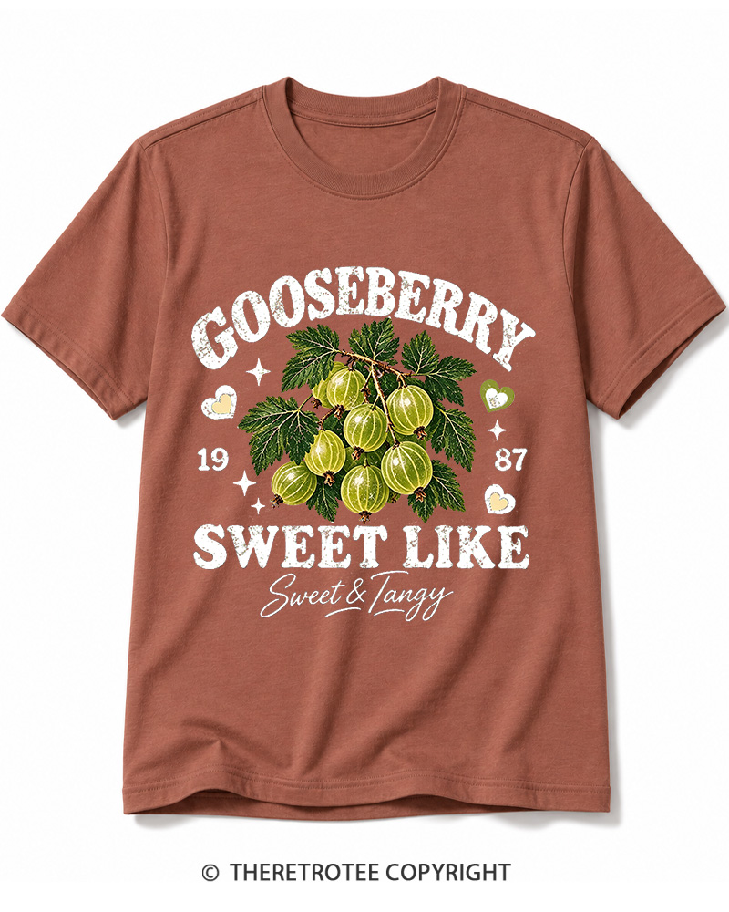 TheRetroTee 1987 British Vintage Gooseberry Graphic Cotton T-Shirt