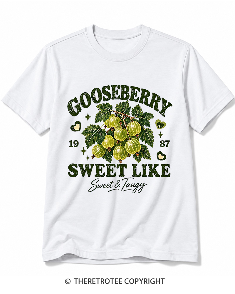 TheRetroTee 1987 British Vintage Gooseberry Graphic Cotton T-Shirt