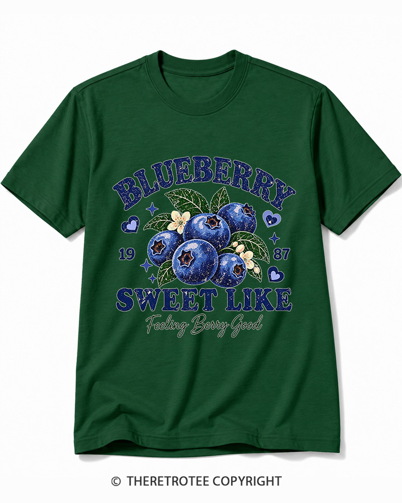 TheRetroTee 1987 Vintage Blueberry Graphic Cotton T-Shirt