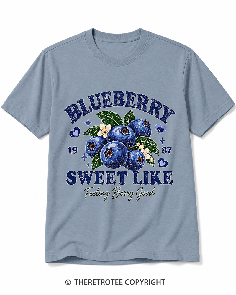 TheRetroTee 1987 Vintage Blueberry Graphic Cotton T-Shirt