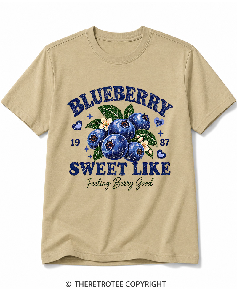 TheRetroTee 1987 Vintage Blueberry Graphic Cotton T-Shirt