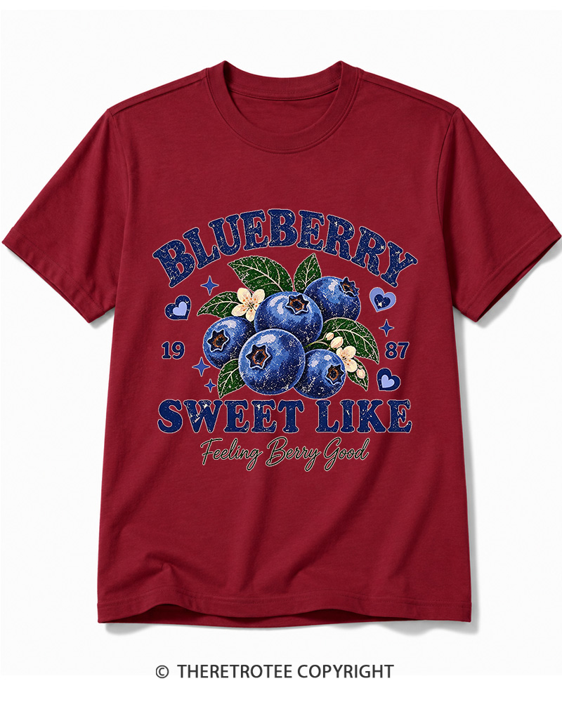 TheRetroTee 1987 Vintage Blueberry Graphic Cotton T-Shirt