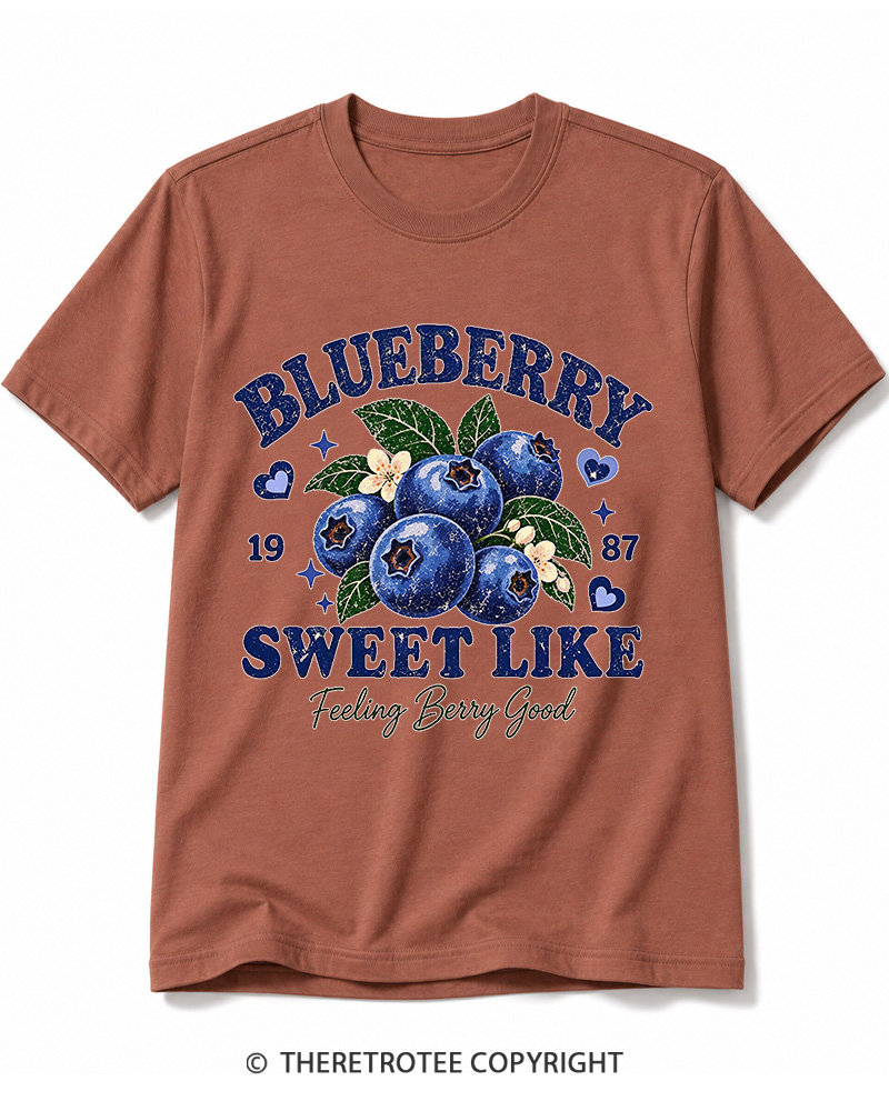 TheRetroTee 1987 Vintage Blueberry Graphic Cotton T-Shirt