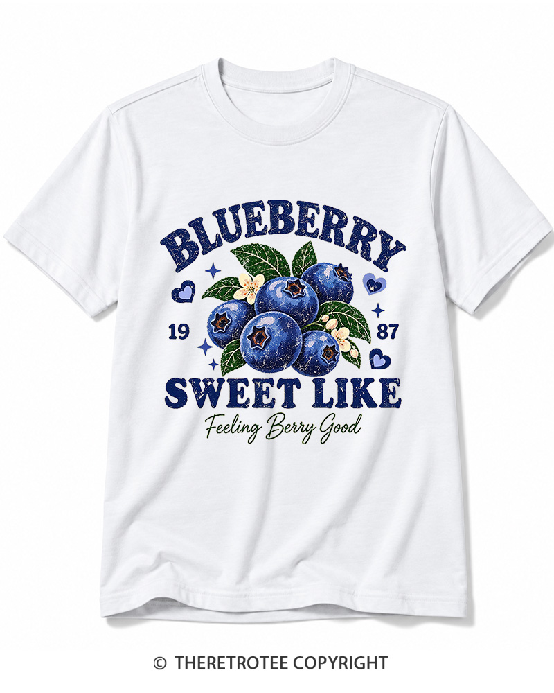 TheRetroTee 1987 Vintage Blueberry Graphic Cotton T-Shirt