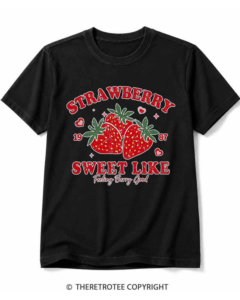 TheRetroTee 1987 Vintage Strawberry Graphic Cotton T-Shirt