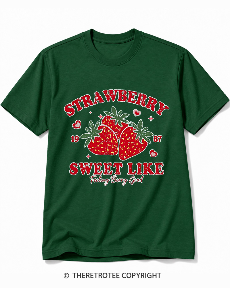 TheRetroTee 1987 Vintage Strawberry Graphic Cotton T-Shirt