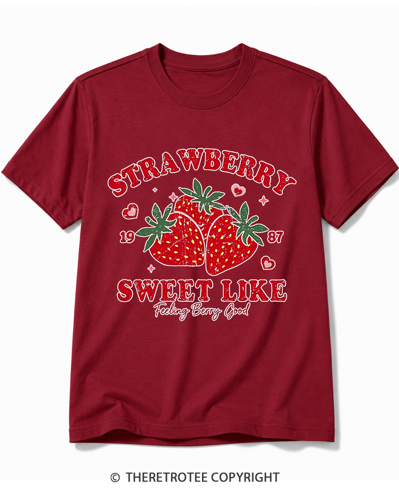 TheRetroTee 1987 Vintage Strawberry Graphic Cotton T-Shirt