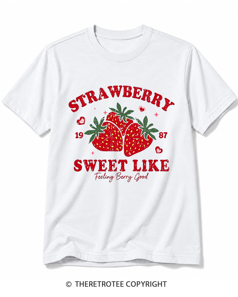 TheRetroTee 1987 Vintage Strawberry Graphic Cotton T-Shirt