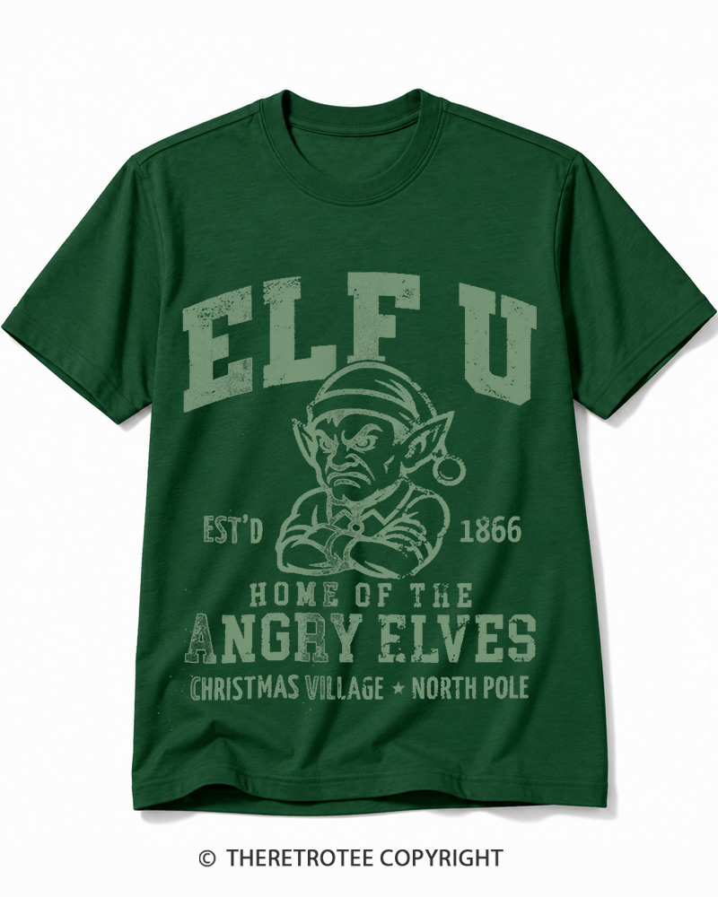 TheRetroTee Elf U F-Bomb Pun Vintage  Cotton T-Shirt