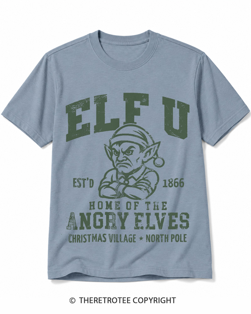 TheRetroTee Elf U F-Bomb Pun Vintage  Cotton T-Shirt