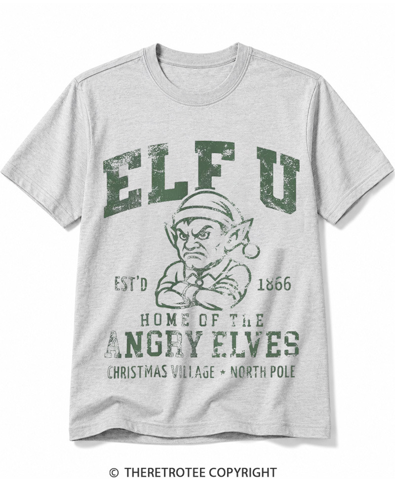 TheRetroTee Elf U F-Bomb Pun Vintage  Cotton T-Shirt