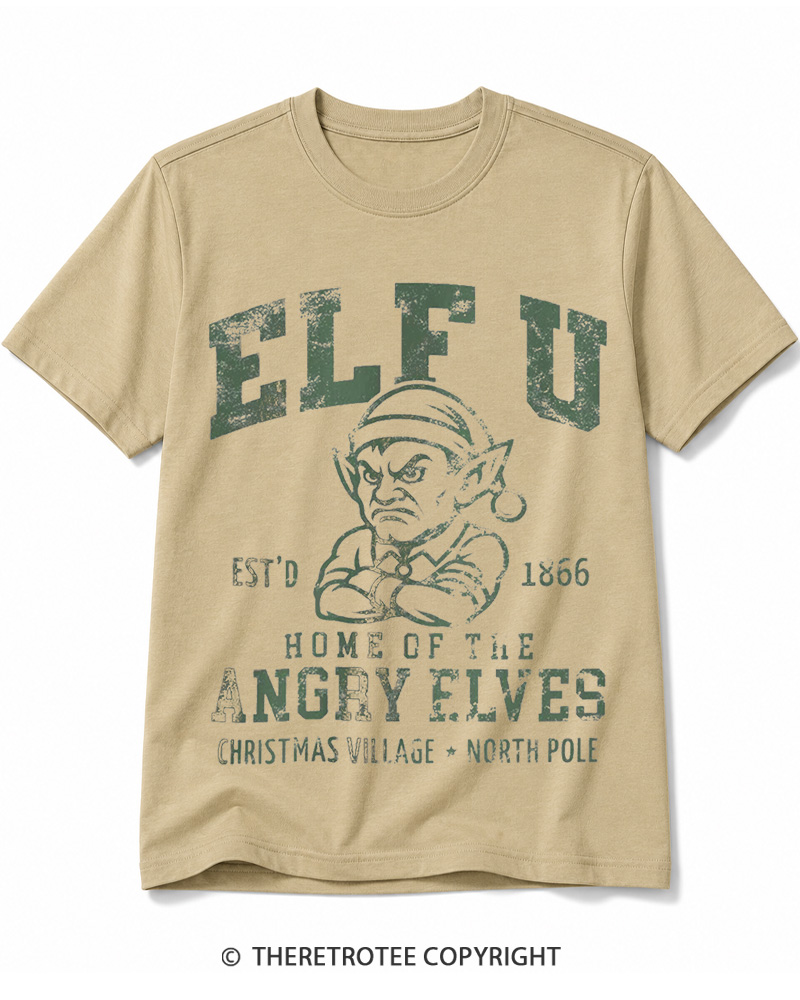 TheRetroTee Elf U F-Bomb Pun Vintage  Cotton T-Shirt