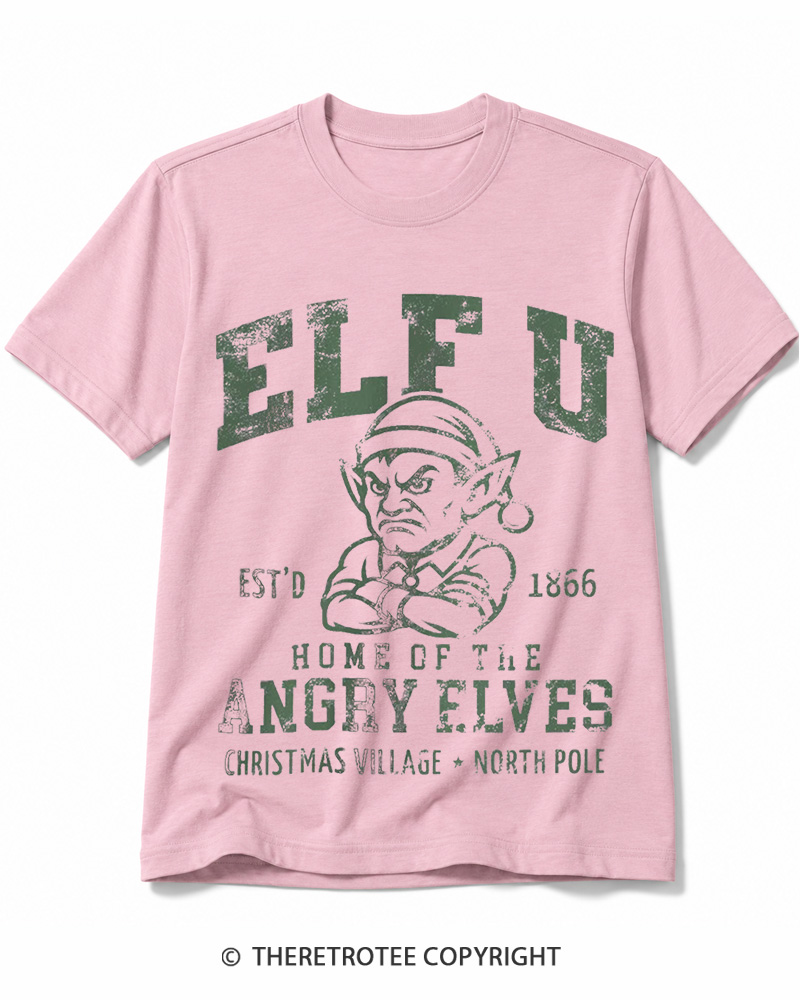 TheRetroTee Elf U F-Bomb Pun Vintage  Cotton T-Shirt