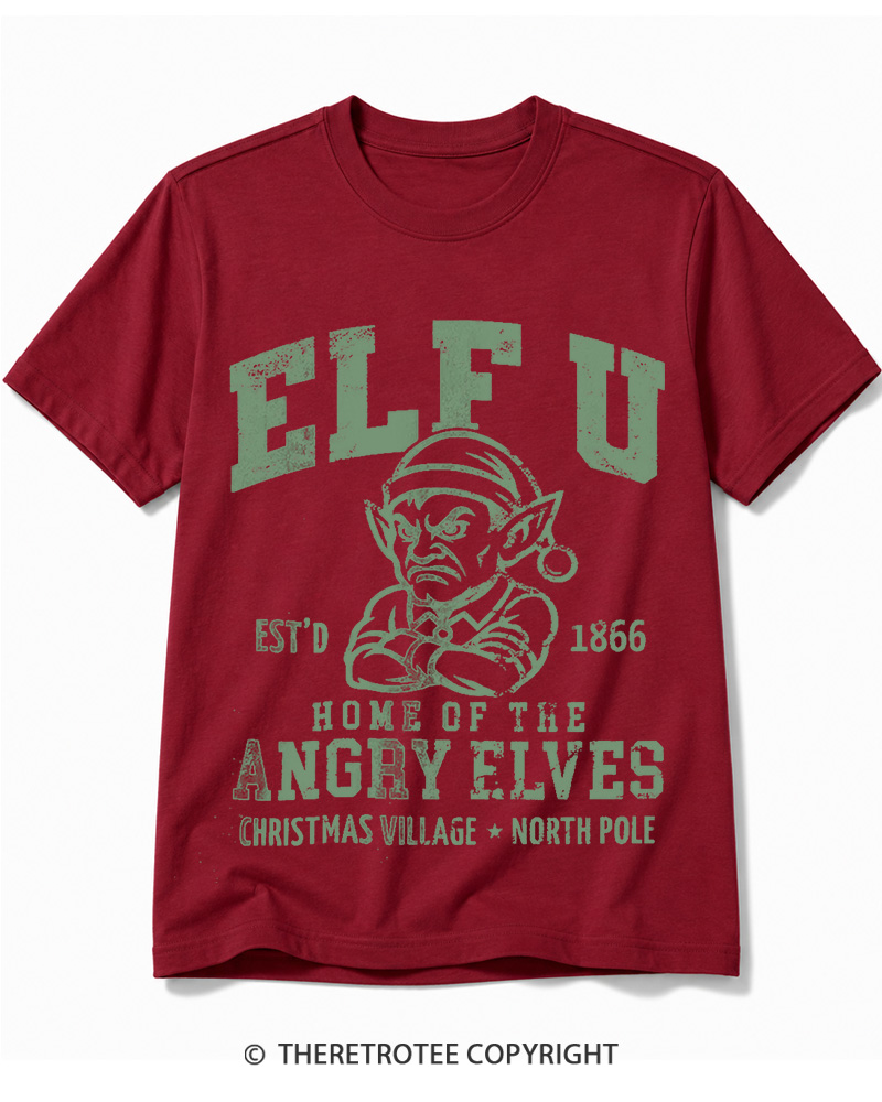 TheRetroTee Elf U F-Bomb Pun Vintage  Cotton T-Shirt
