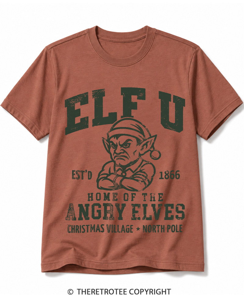 TheRetroTee Elf U F-Bomb Pun Vintage  Cotton T-Shirt