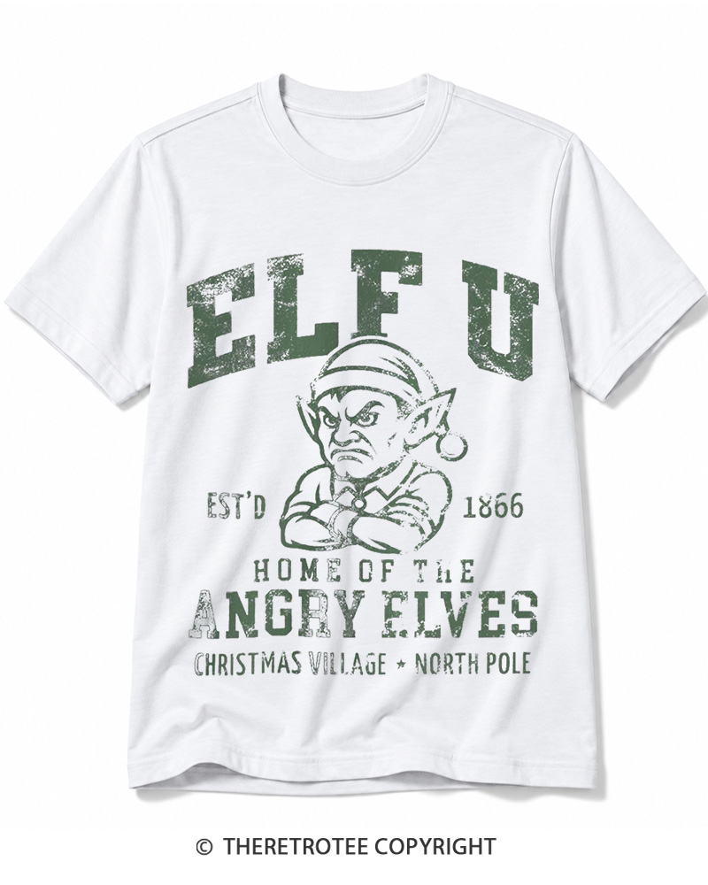TheRetroTee Elf U F-Bomb Pun Vintage  Cotton T-Shirt