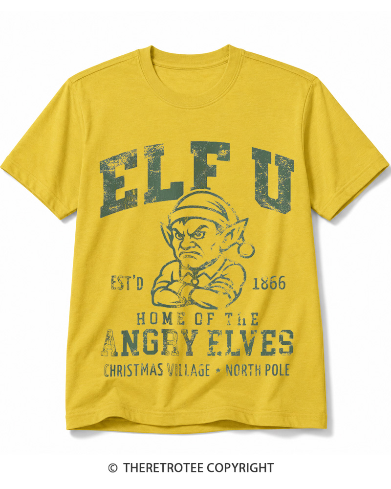 TheRetroTee Elf U F-Bomb Pun Vintage  Cotton T-Shirt