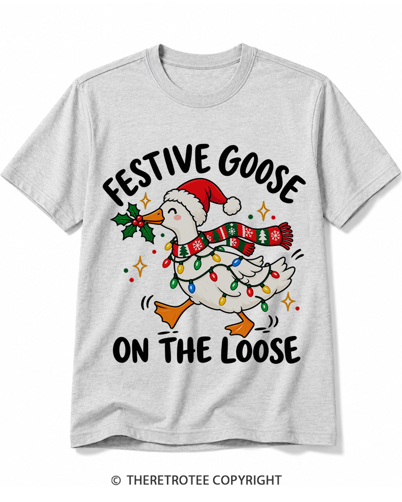 TheRetroTee Festive Goose On The Loose Vintage Cotton T-Shirt