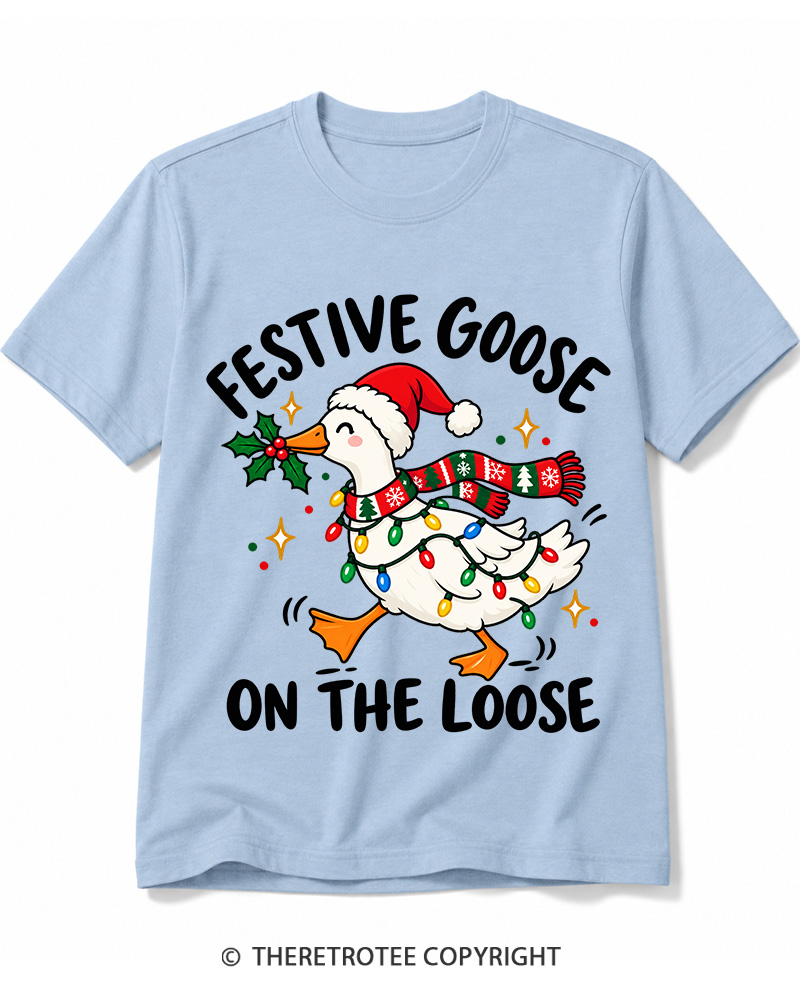 TheRetroTee Festive Goose On The Loose Vintage Cotton T-Shirt