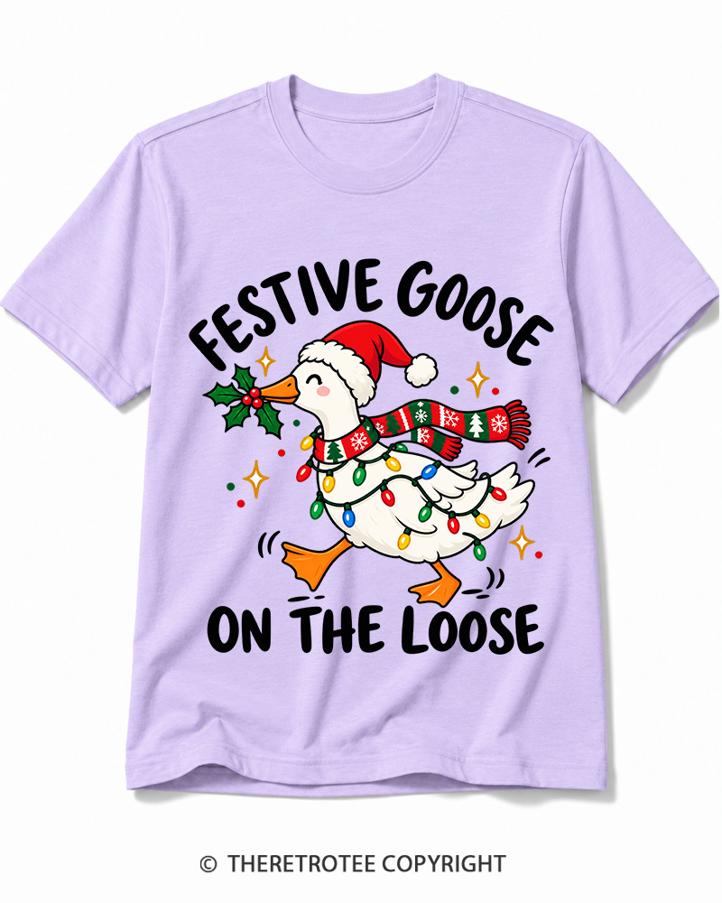 TheRetroTee Festive Goose On The Loose Vintage Cotton T-Shirt