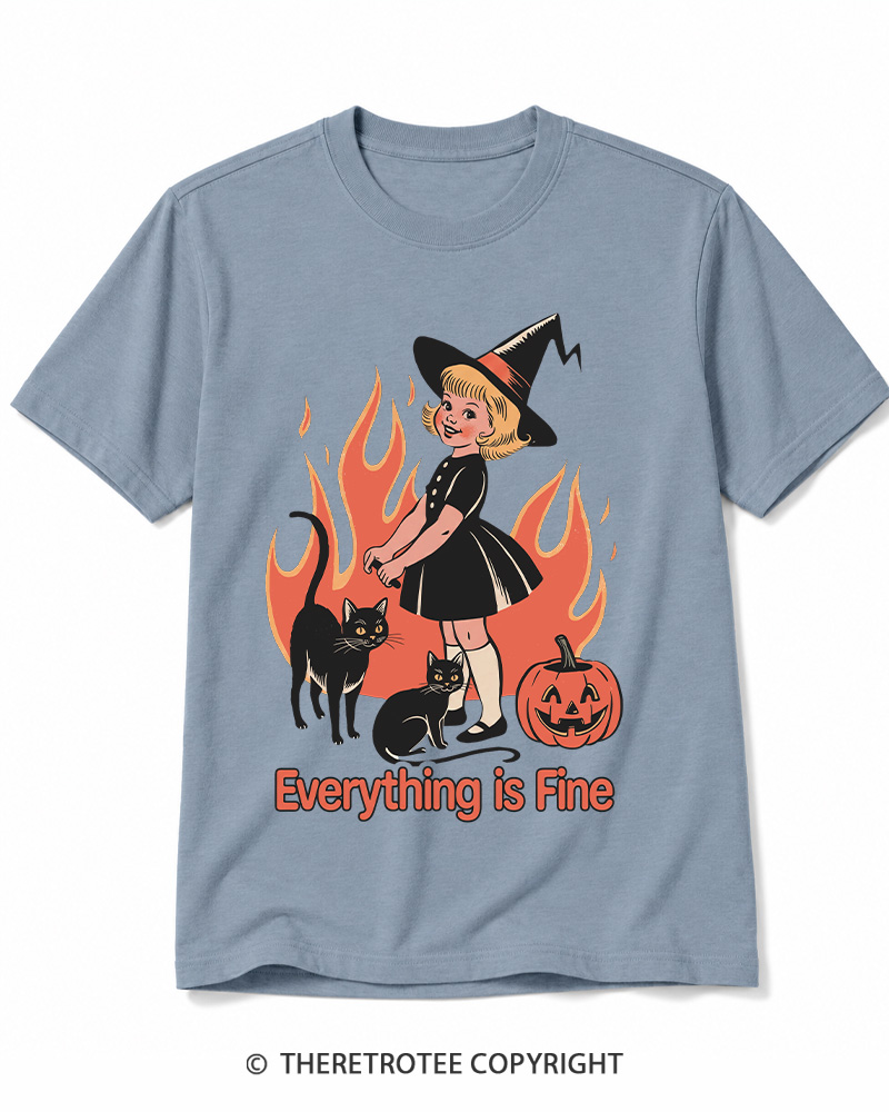 TheRetroTee Everything Is Fine 1980s Halloween Cotton T-Shirt