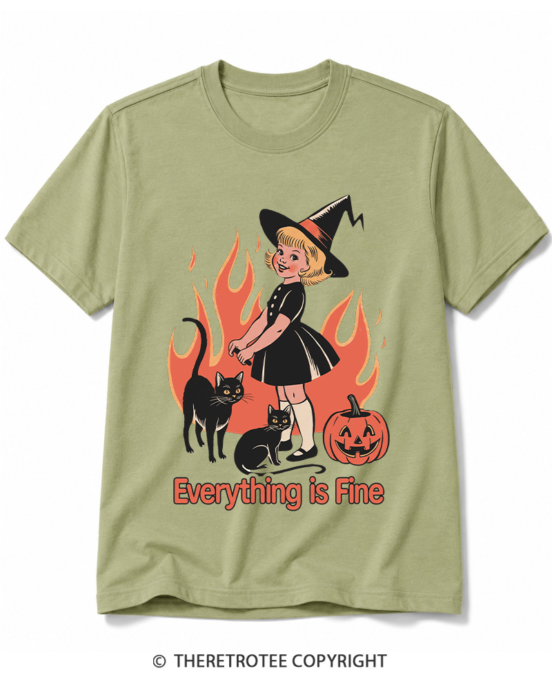 TheRetroTee Everything Is Fine 1980s Halloween Cotton T-Shirt