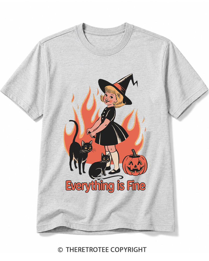TheRetroTee Everything Is Fine 1980s Halloween Cotton T-Shirt